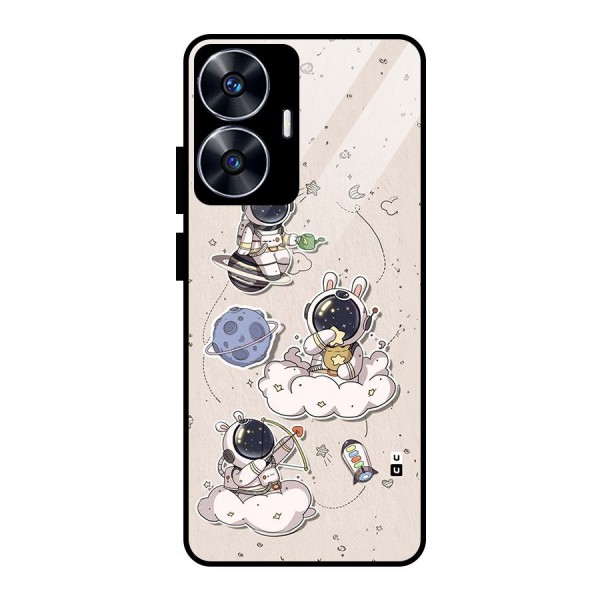 Lovely Astronaut Playing Glass Back Case for realme C55