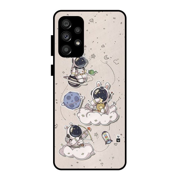 Lovely Astronaut Playing Metal Back Case for Galaxy A73 5G