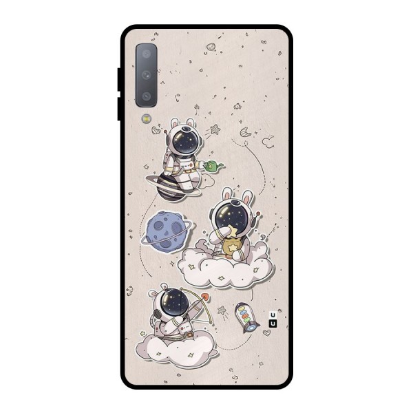 Lovely Astronaut Playing Metal Back Case for Galaxy A7 (2018)