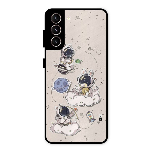 Lovely Astronaut Playing Metal Back Case for Galaxy S21 5G