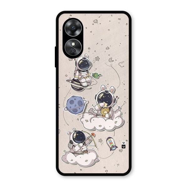 Lovely Astronaut Playing Metal Back Case for Oppo A17