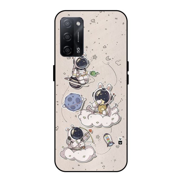 Lovely Astronaut Playing Metal Back Case for Oppo A53s 5G