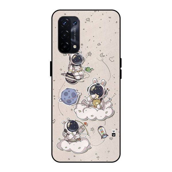 Lovely Astronaut Playing Metal Back Case for Oppo A74 5G