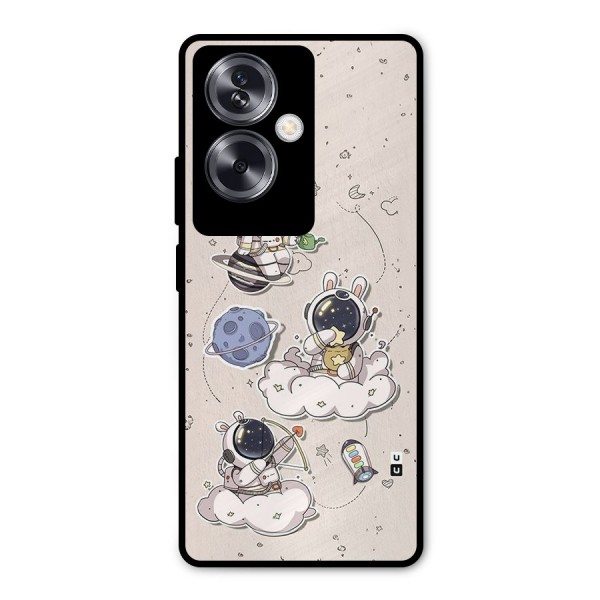 Lovely Astronaut Playing Metal Back Case for Oppo A79 5G