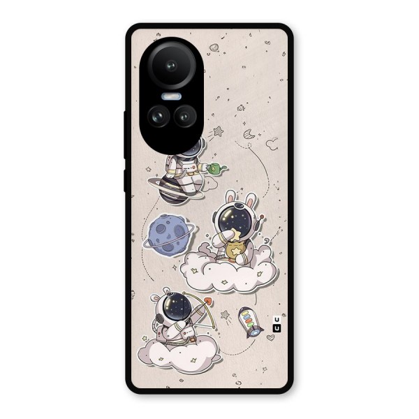 Lovely Astronaut Playing Metal Back Case for Oppo Reno10