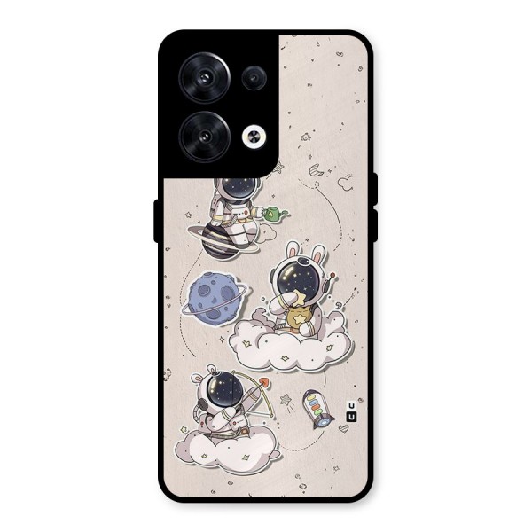 Lovely Astronaut Playing Metal Back Case for Oppo Reno8 5G