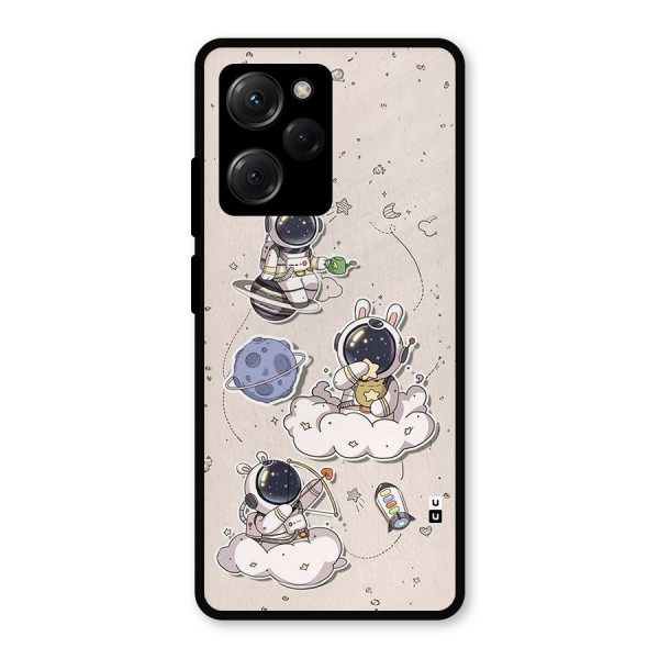 Lovely Astronaut Playing Metal Back Case for Poco X5 Pro