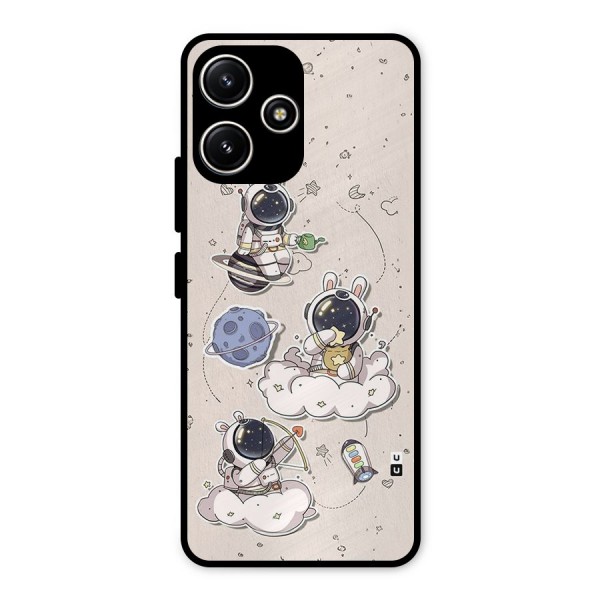 Lovely Astronaut Playing Metal Back Case for Redmi 12 5G