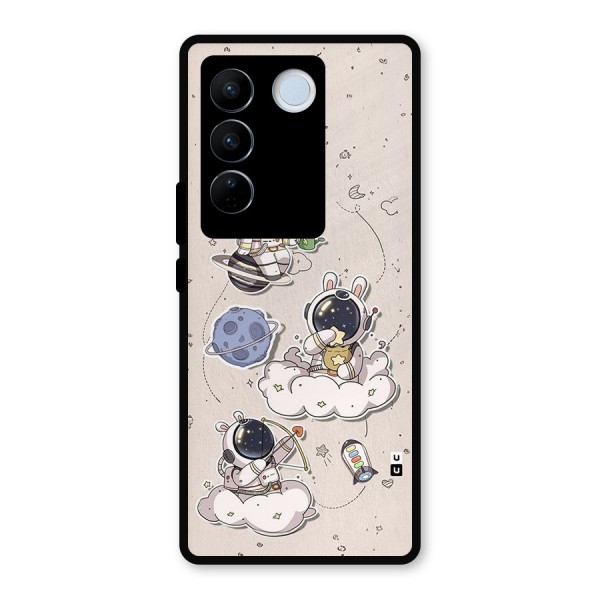 Lovely Astronaut Playing Metal Back Case for Vivo V27 Pro