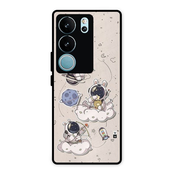 Lovely Astronaut Playing Metal Back Case for Vivo V29 Pro