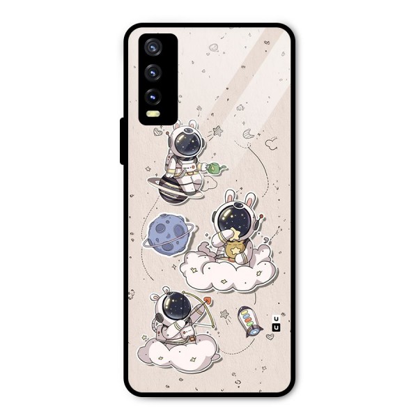 Lovely Astronaut Playing Metal Back Case for Vivo Y20 2021