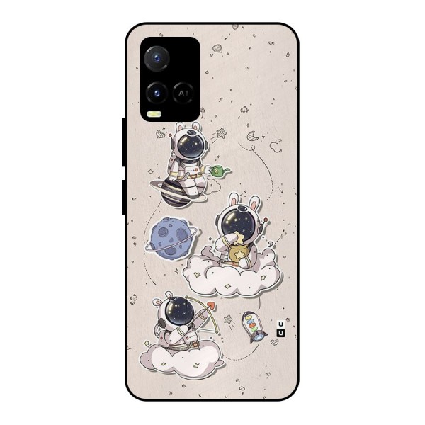 Lovely Astronaut Playing Metal Back Case for Vivo Y21