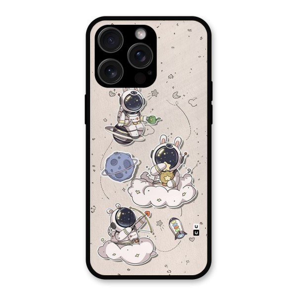 Lovely Astronaut Playing Metal Back Case for iPhone 15 Pro Max