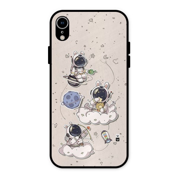 Lovely Astronaut Playing Metal Back Case for iPhone XR