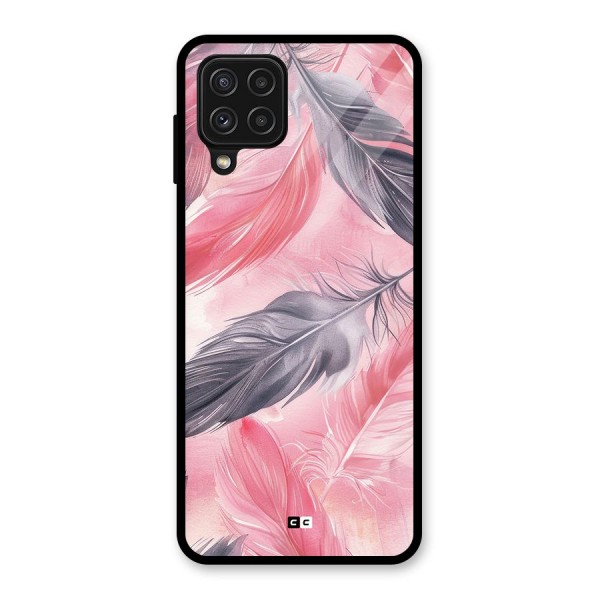 Lovely Feather Glass Back Case for Galaxy A22 4G