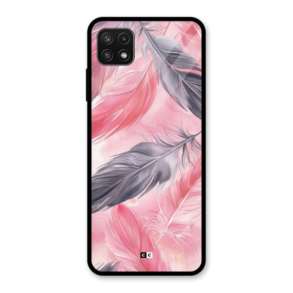 Lovely Feather Glass Back Case for Galaxy A22 5G