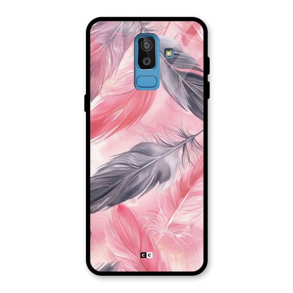 Lovely Feather Glass Back Case for Galaxy J8