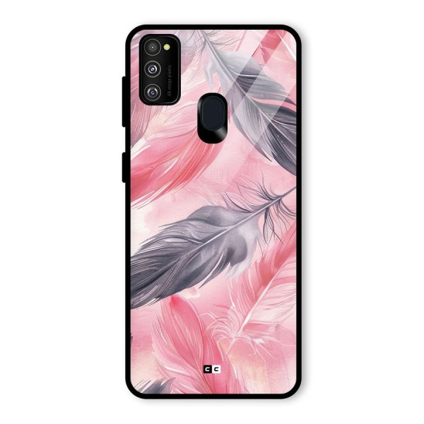 Lovely Feather Glass Back Case for Galaxy M30s