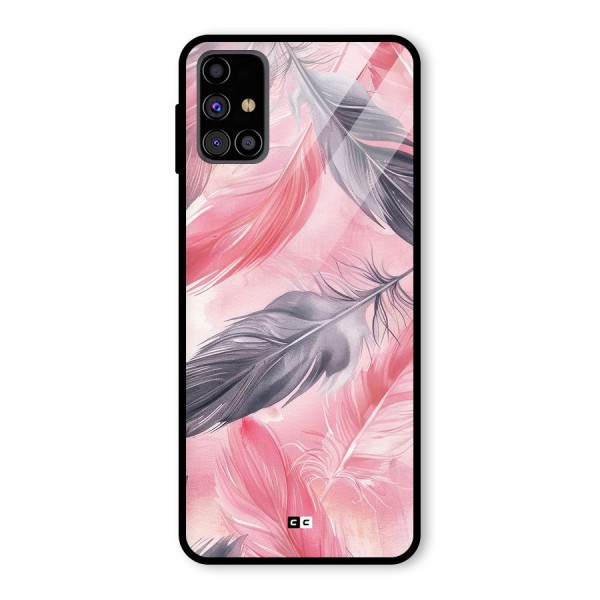 Lovely Feather Glass Back Case for Galaxy M31s