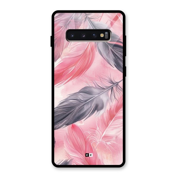 Lovely Feather Glass Back Case for Galaxy S10 Plus