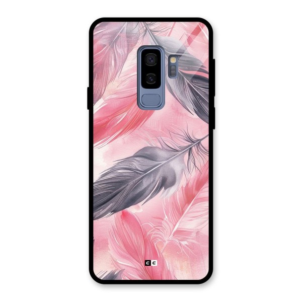 Lovely Feather Glass Back Case for Galaxy S9 Plus