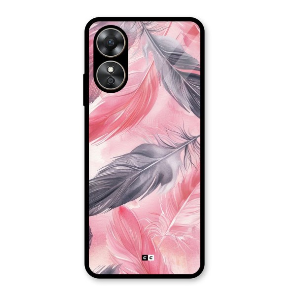 Lovely Feather Glass Back Case for Oppo A17