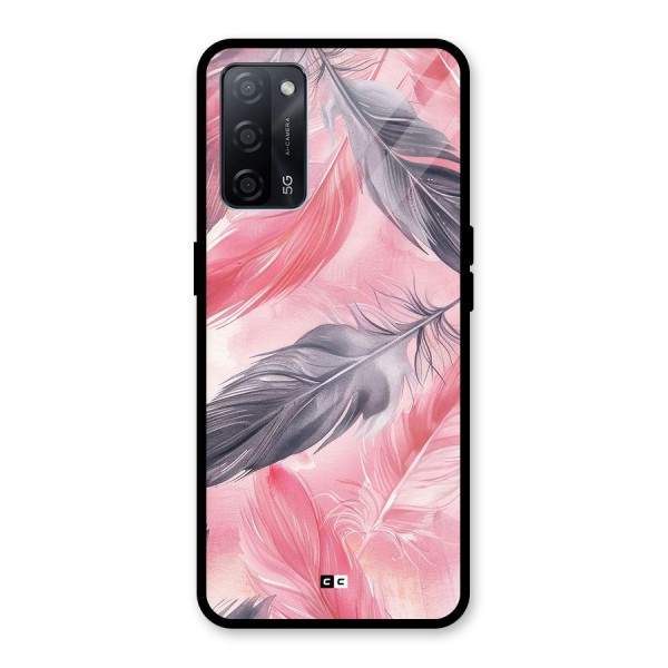 Lovely Feather Glass Back Case for Oppo A53s 5G