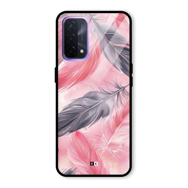 Lovely Feather Glass Back Case for Oppo A74 5G