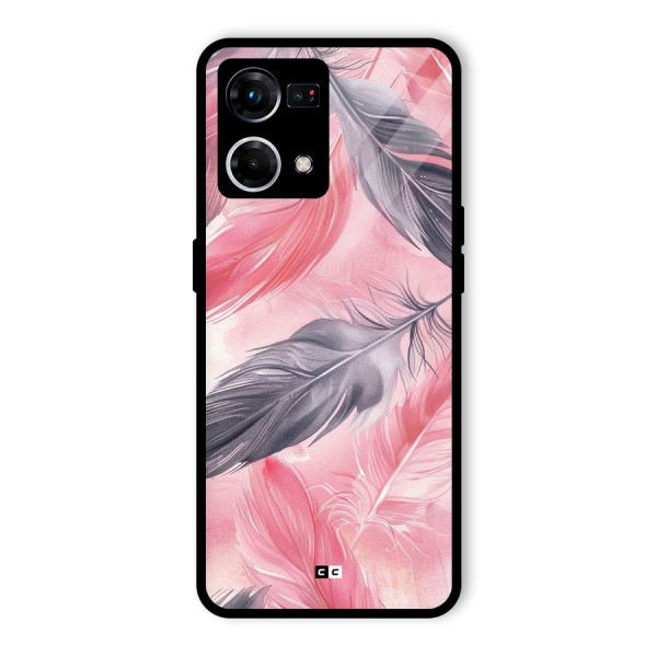 Lovely Feather Glass Back Case for Oppo F21 Pro 5G