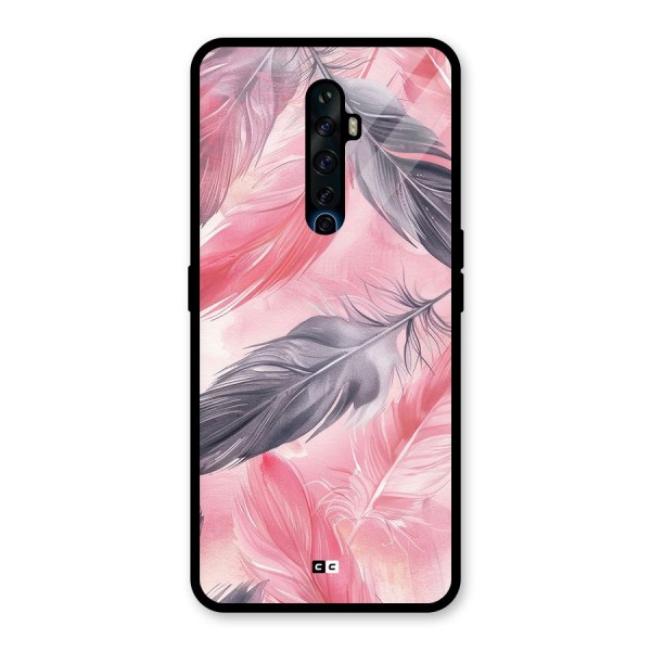 Lovely Feather Glass Back Case for Oppo Reno2 F