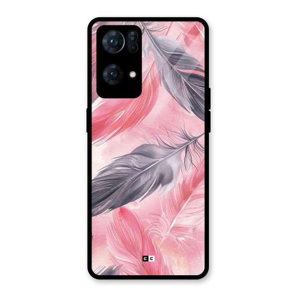 Lovely Feather Glass Back Case for Oppo Reno7 Pro 5G