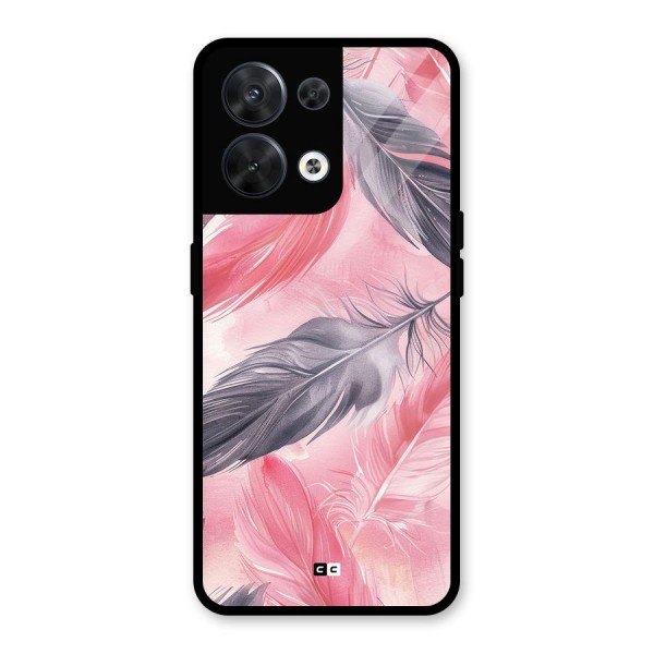 Lovely Feather Glass Back Case for Oppo Reno8 5G