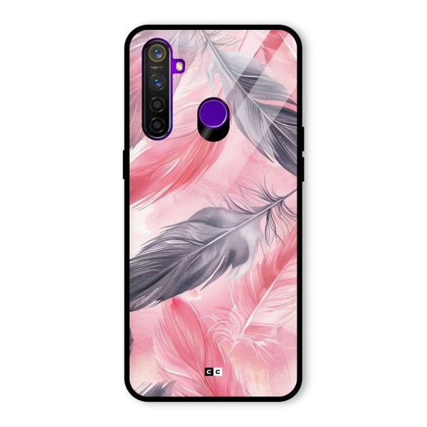 Lovely Feather Glass Back Case for Realme 5 Pro