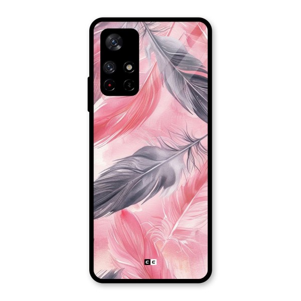 Lovely Feather Glass Back Case for Redmi Note 11T 5G