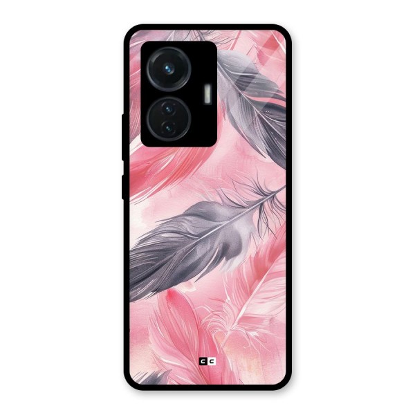 Lovely Feather Glass Back Case for Vivo T1 44W