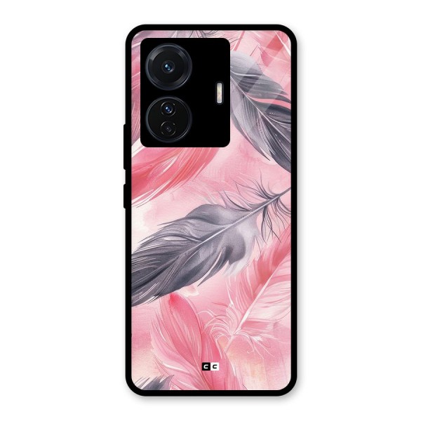 Lovely Feather Glass Back Case for Vivo T1 Pro