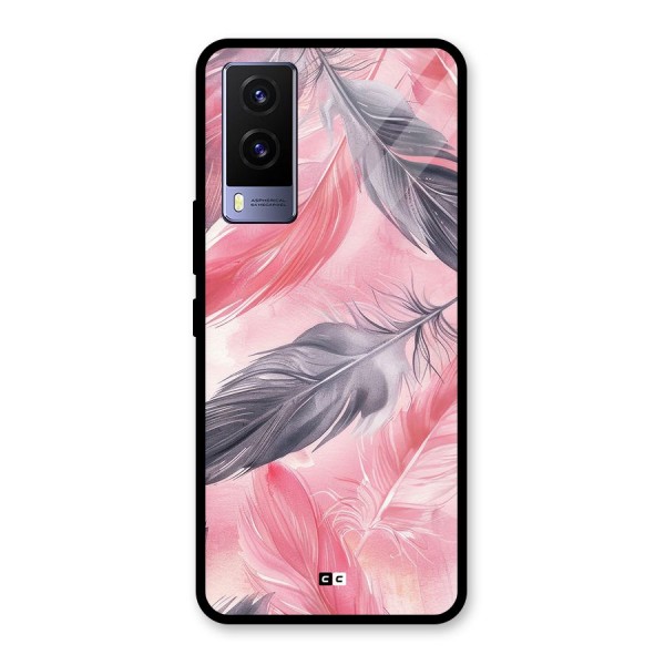 Lovely Feather Glass Back Case for Vivo V21e 5G