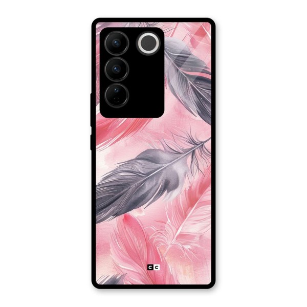 Lovely Feather Glass Back Case for Vivo V27