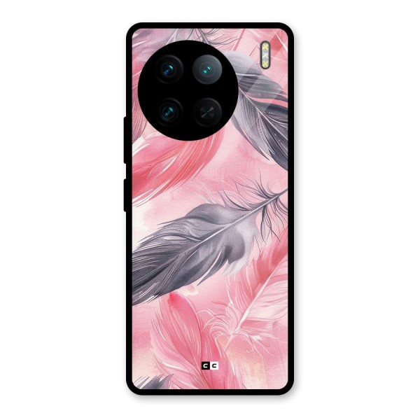 Lovely Feather Glass Back Case for Vivo X90 Pro