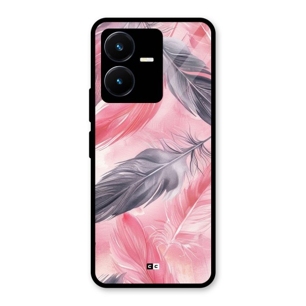 Lovely Feather Glass Back Case for Vivo Y22