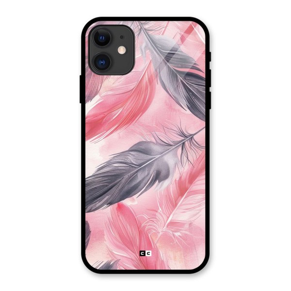 Lovely Feather Glass Back Case for iPhone 11