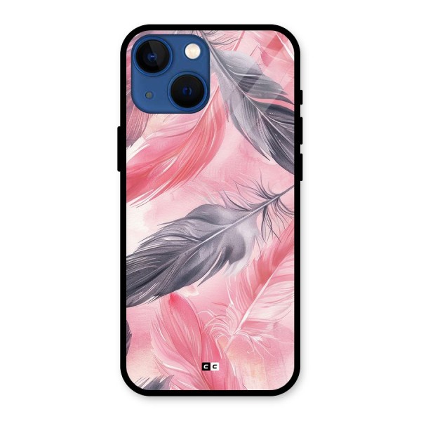 Lovely Feather Glass Back Case for iPhone 13 Mini