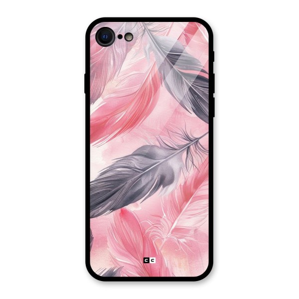 Lovely Feather Glass Back Case for iPhone SE 2020