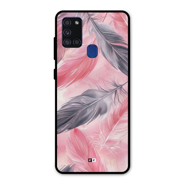 Lovely Feather Metal Back Case for Galaxy A21s