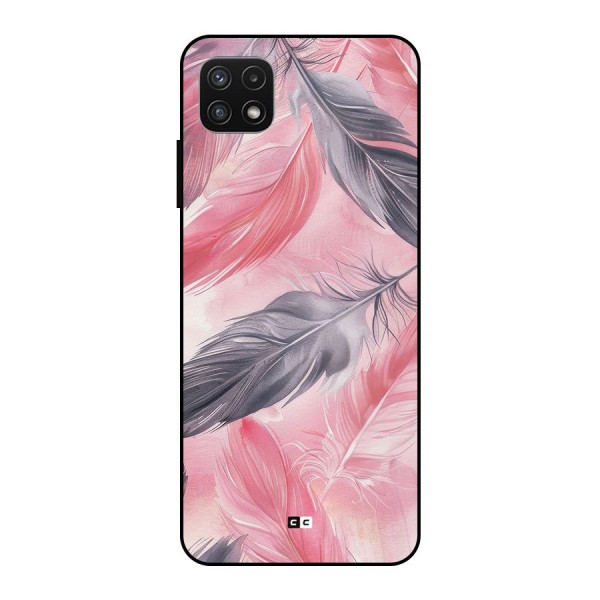 Lovely Feather Metal Back Case for Galaxy A22 5G