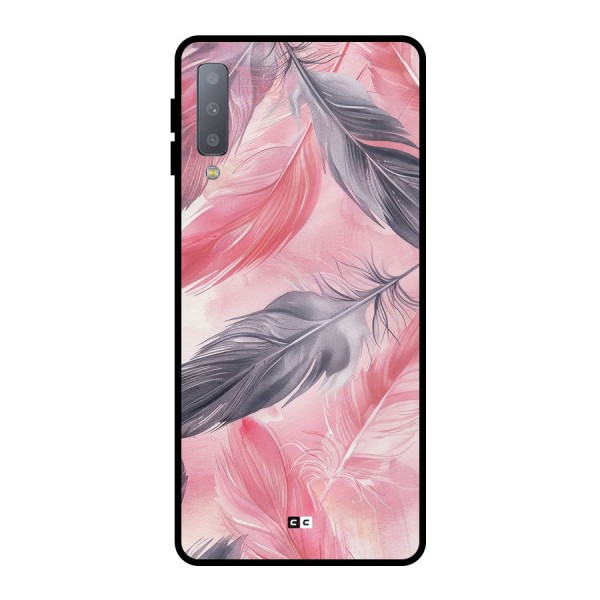 Lovely Feather Metal Back Case for Galaxy A7 (2018)