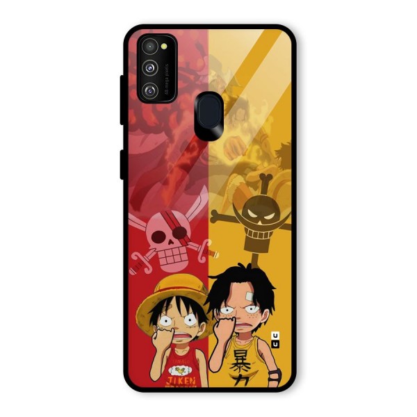 Luffy And Ace Glass Back Case for Galaxy M21