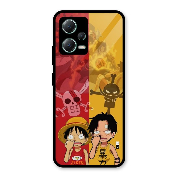 Luffy And Ace Glass Back Case for Poco X5