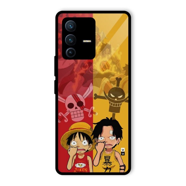 Luffy And Ace Glass Back Case for Vivo V23 Pro