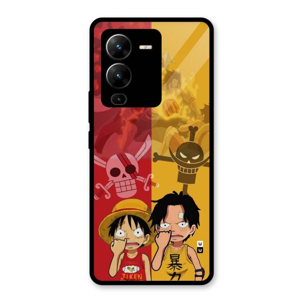 Luffy And Ace Glass Back Case for Vivo V25 Pro